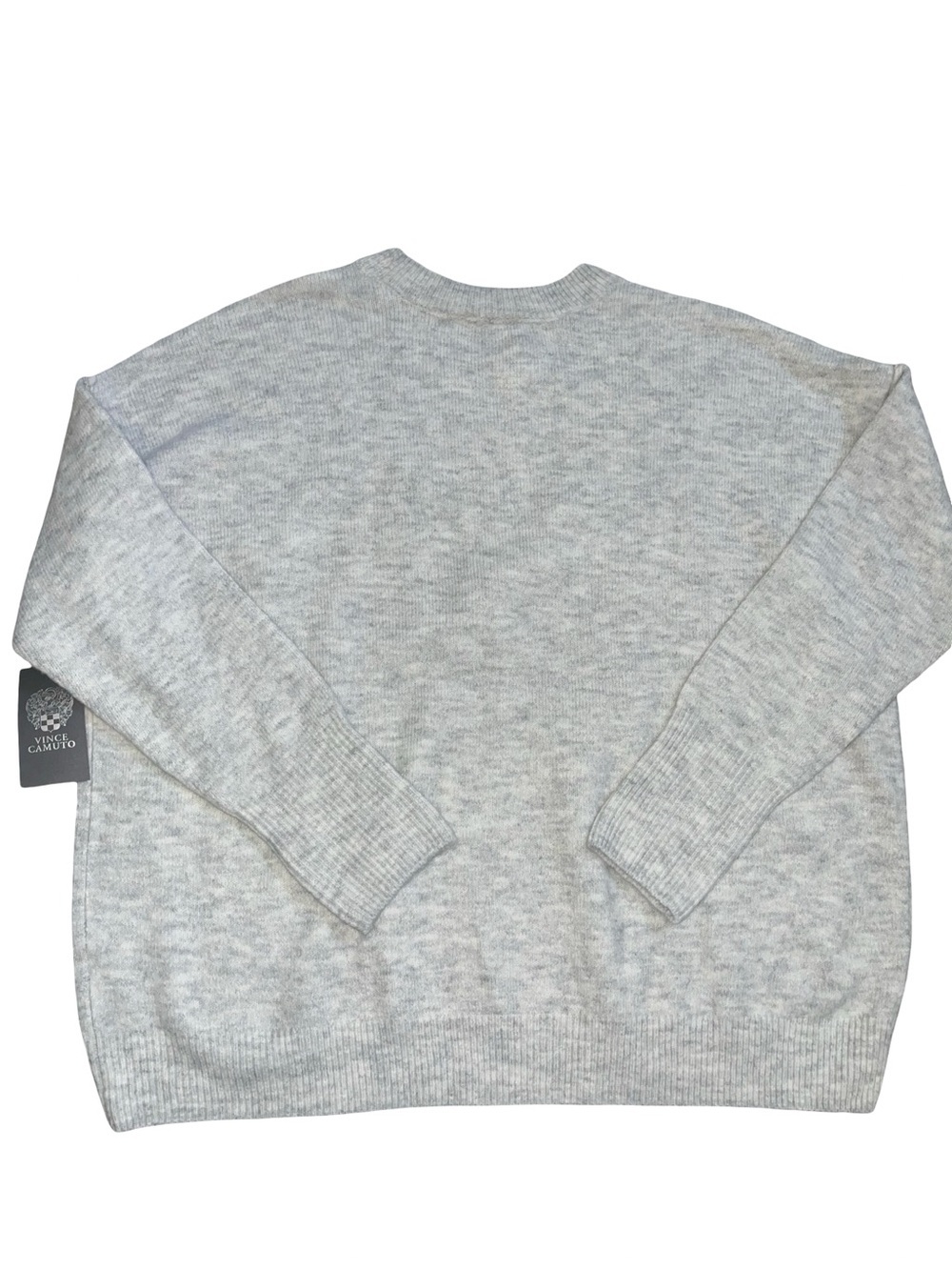 NWT Vince Camuto Light Gray Center Seam Cozy Crewneck Sweater - Picture 2 of 6